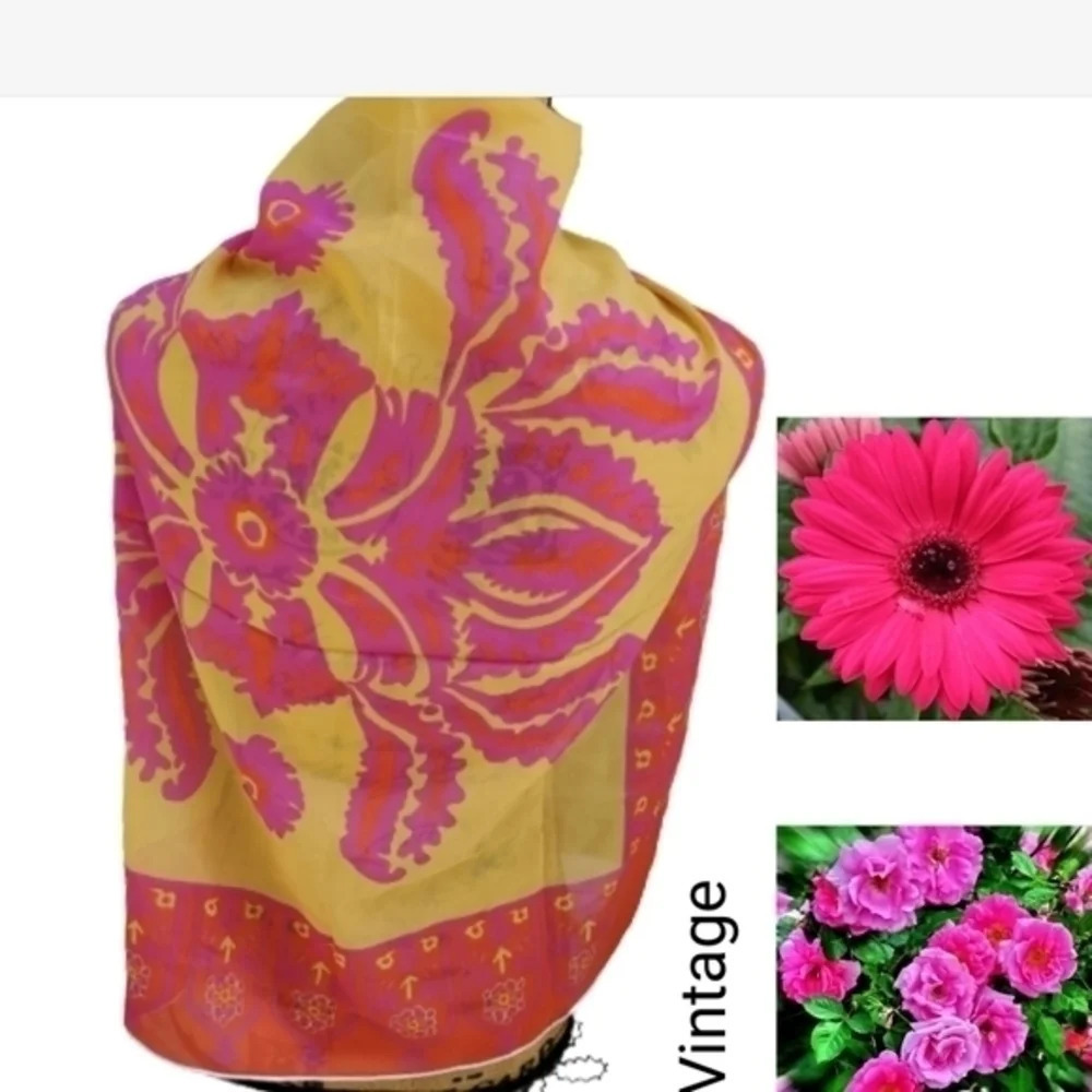 Vintage Made in Japan Pink‎ Print Scarf